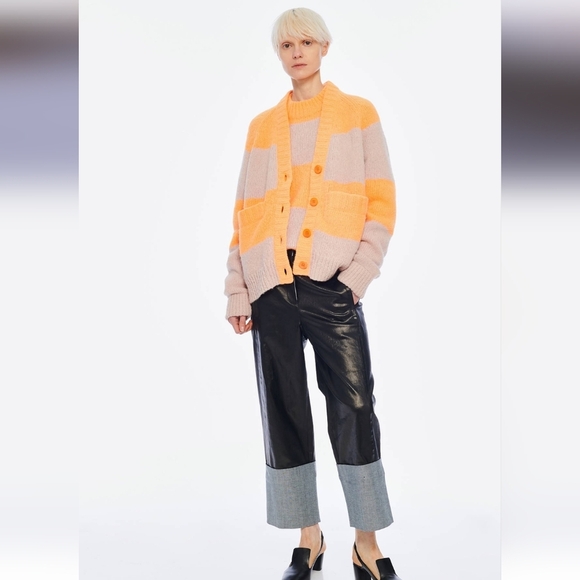 Tibi NWOTs Cozette Stripe Oversized Alpace Blend Cardigan - Picture 1 of 11